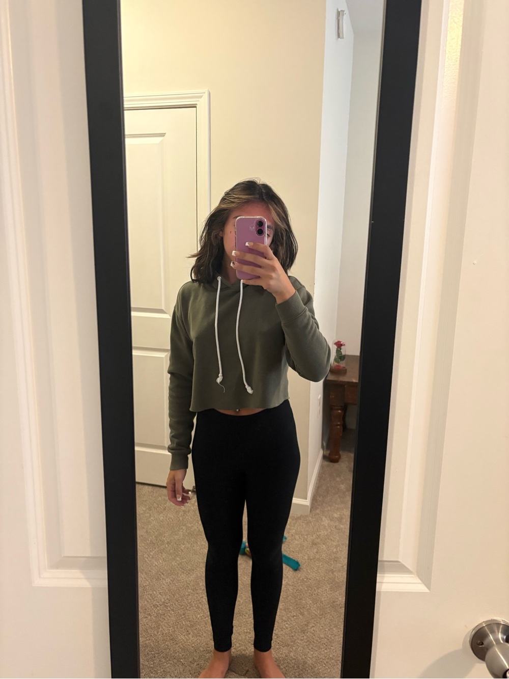 wild fable Olive Green Hoodie with White Drawstrings